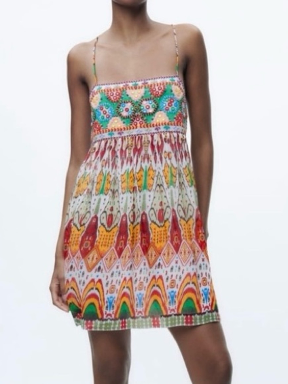 NWOT Zara Embroidered Boho Mini Dress